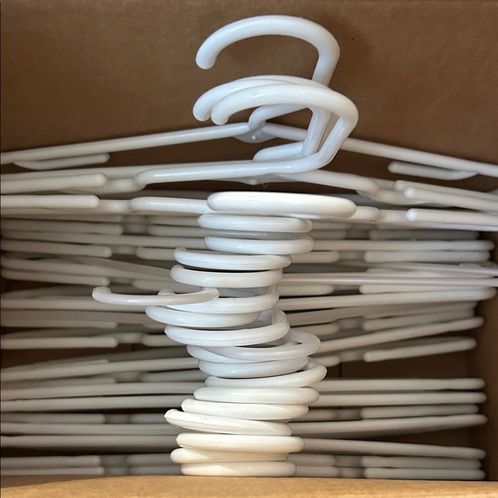 4 for $25! Box of 30 White Plastic Kids Hangers